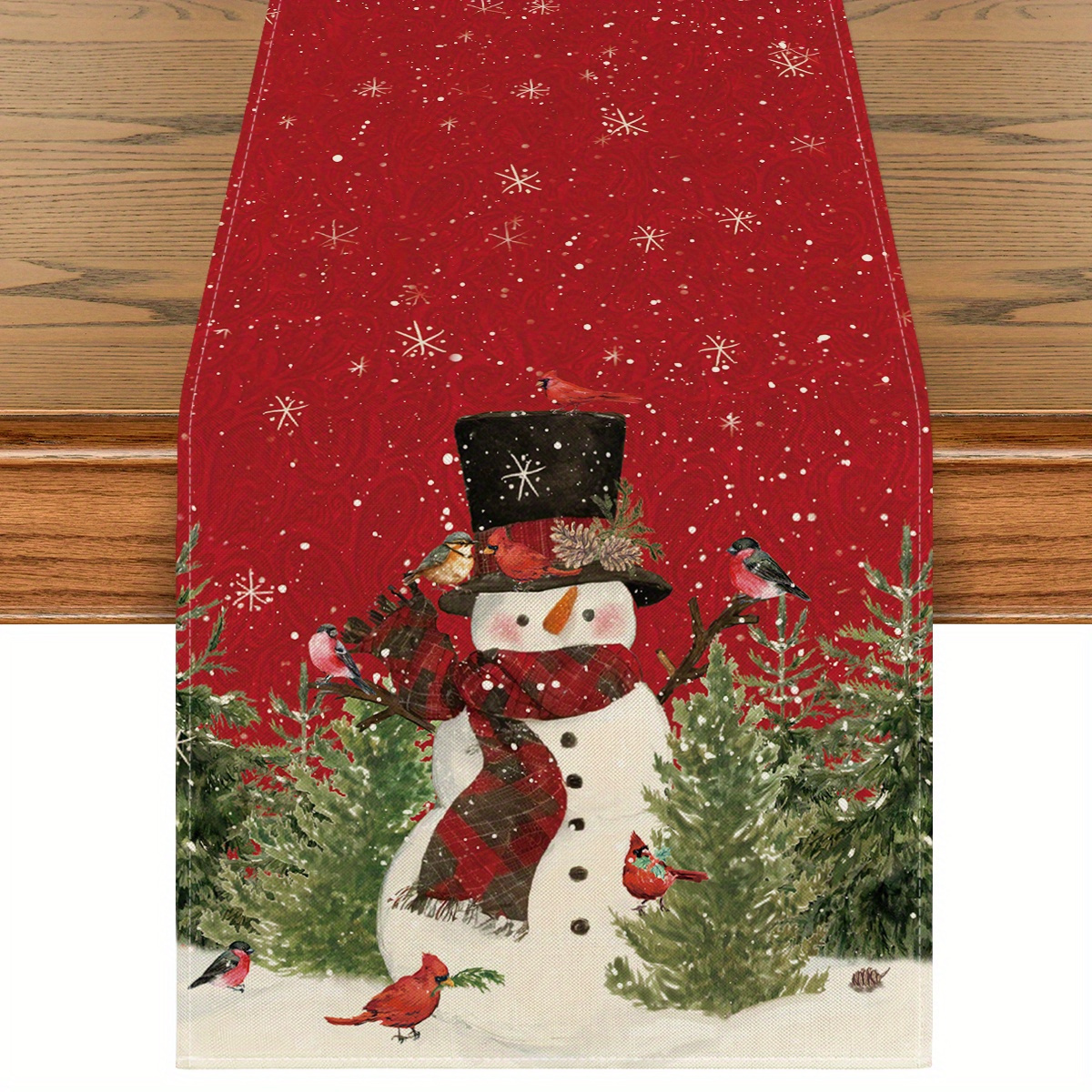 

Sm:)e Snowman Christmas Table 13 X 72 And Placemat 12 X Set Of 4, Seasonal Dining Table Decoration For