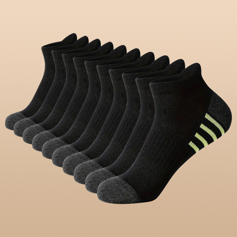 TEMU 10pcs Men's Athletic Ankle Socks - Breathable, Moisture-wicking Polyester For Running & Fitness