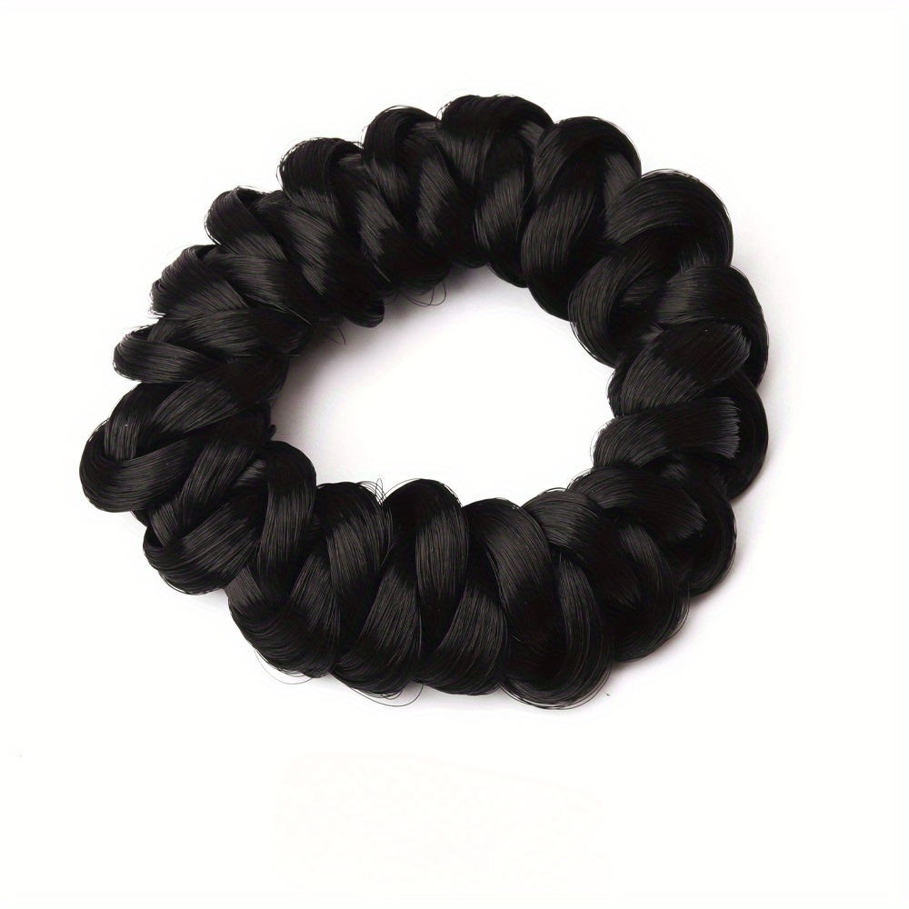 1pc Vintage-inspired Braided Elastic Hair Buns - Polyester & Spandex, Perfect For Women's Updos