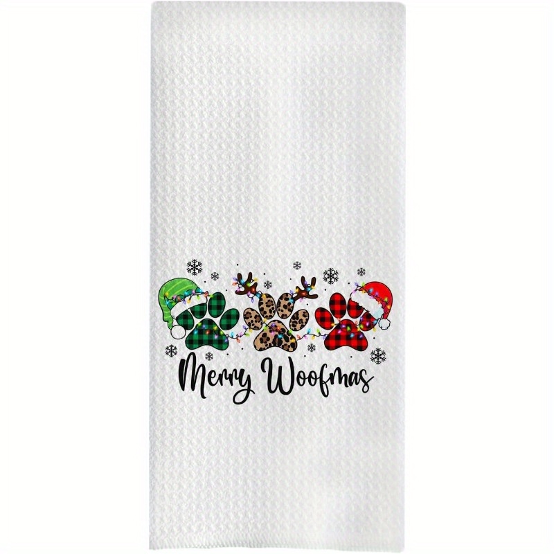 

1pc 18x26inch Polyester Christmas Dog Kitchen Towel, Contemporary Cartoon , Soft Dish Towel For Home Kitchen Decor, Machine Washable