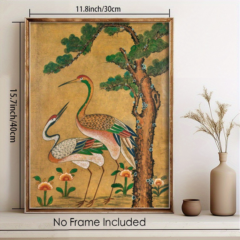 

2d 1pc Of Canvas Poster Featuring Vintage Korean-style Artwork Of - Birds, Flowers, And Trees Wall Decor, Size 11.8x15.7 Inches.