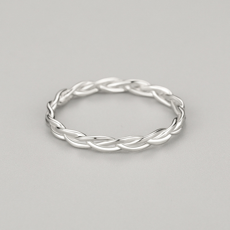 925 Sterling Silver Ring Cute Braiding Daily Outfits Stacking Jewelry High Perfect Ornament For 2.1g/0.07oz
