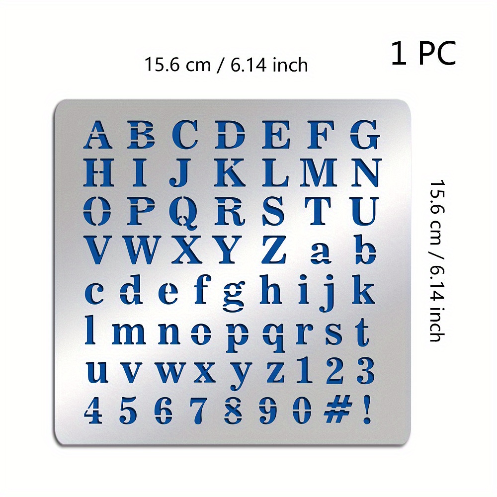 Image of 1pc Matte Metal Letters Stencils Alphabet & Number & Stencil Template For Painting Wood Burning Leather Burning Engraving Scrapbooking 15.6x15.6cm