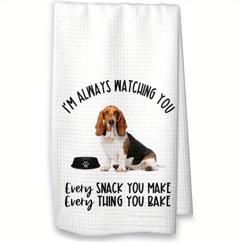 

Basset Hound Print Polyester Kitchen Towel - 1 Piece, Super Dish Cloth, Theme, Machine Washable, 18x26 Inches Gift For Dog Lovers