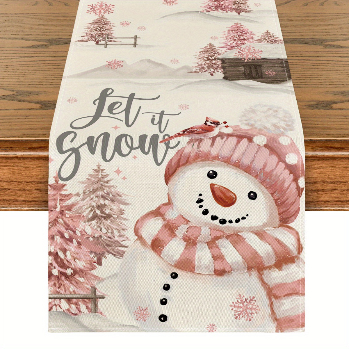 

Sm:)e Trees Snowman Christmas Table Runner 13 X 72 Inch And Placemat 12 X 18 Inch, Seasonal Kitchen Dining Table Room Funky Home Decoration For Home Funky Home Decor 13x72 Inch