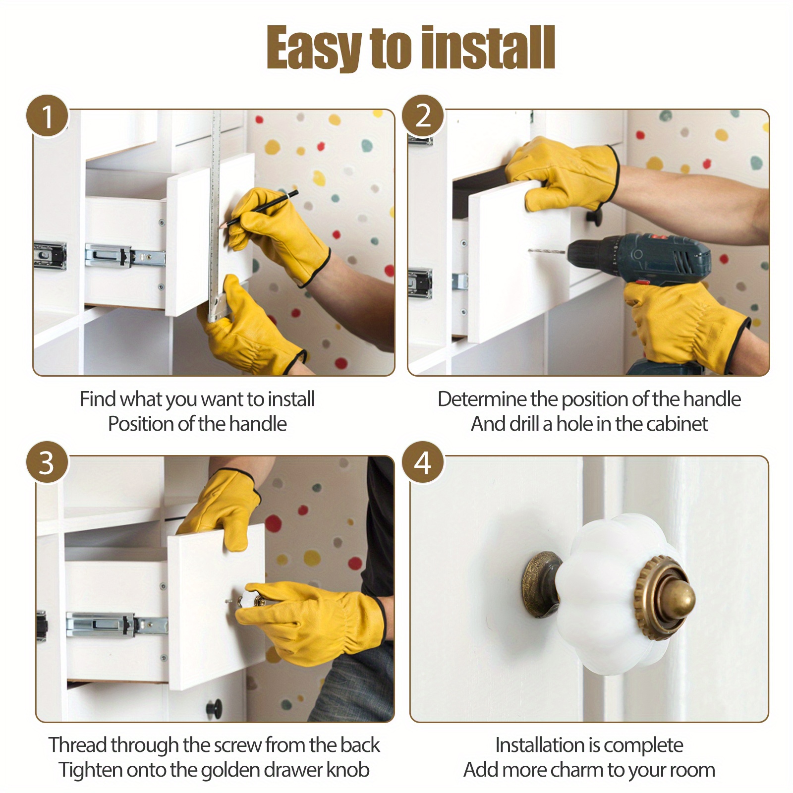 Biaungdo 12 Pcs Clear Acrylic Pumpkin Cabinet Knobs - Vintage Dresser Drawer Handles