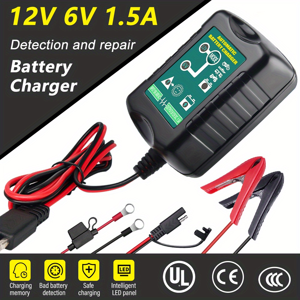 

1.5a Car Battery Charger, 6v And Charger, Battery Maintainer, Trickle Charger, Charger And Desulfator For , Atv, And Batteries