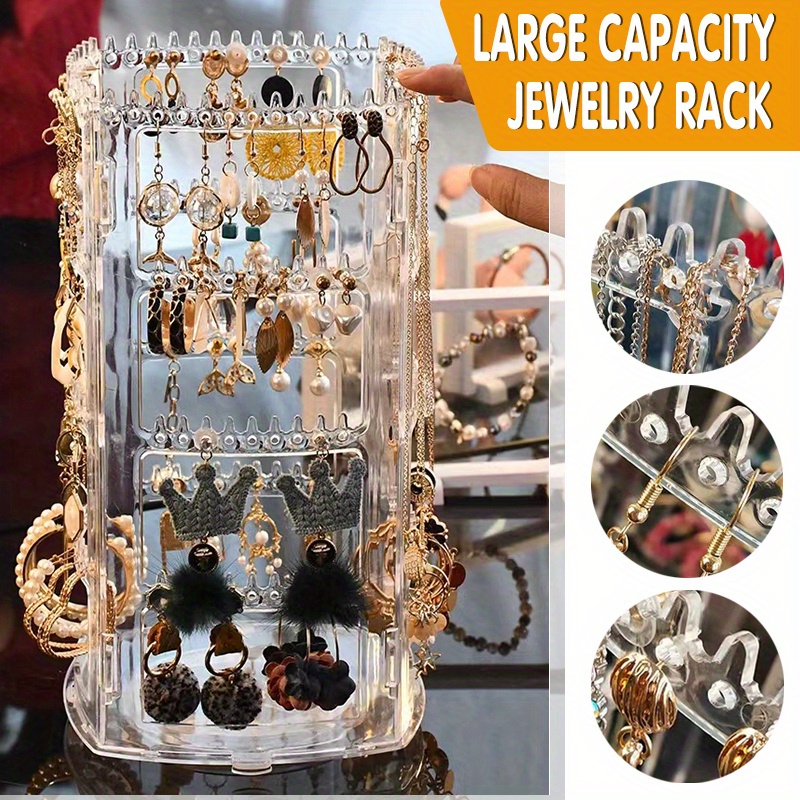 TEMU Rotating Jewelry Display Stand, Portable Jewelry Storage Box Jewelry Organizer, 4 Tiers Jewelry Rack For Necklaces Earrings, Jewelry Holder