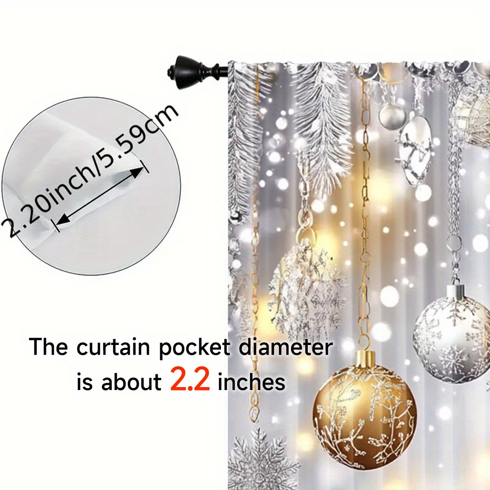 2pcs christmas   and balls festivals atmosphere curtains soft digital printed curtains rod   for living room office decor living room decor and accessories curtains without rod details 9