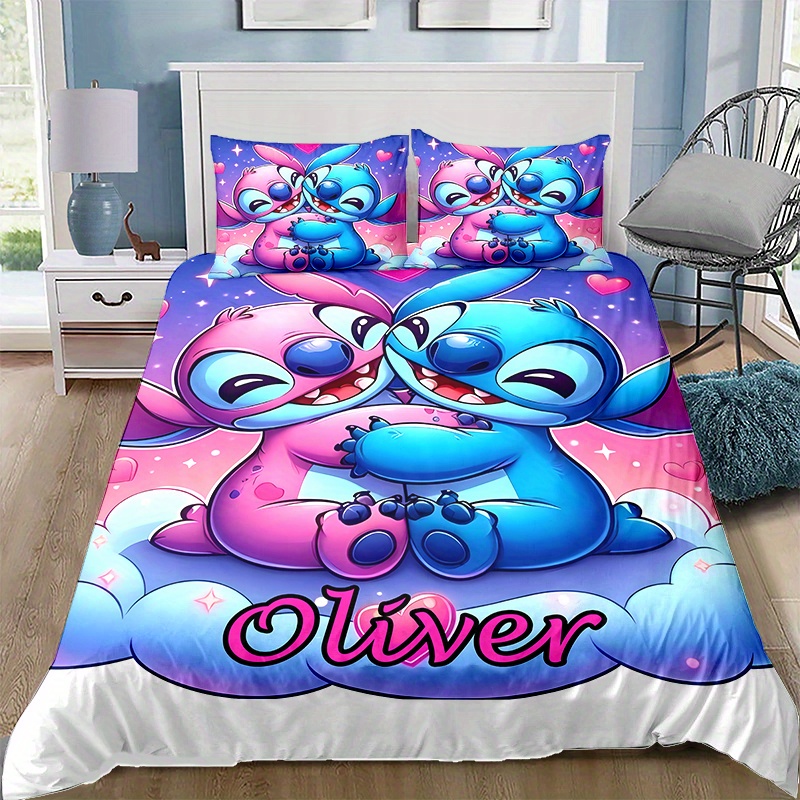 

Custom 3d Name Bedding Set - Soft Polyester Duvet Cover And Pillowcases, Tear-resistant Cartoon , Perfect Gift For Halloween & Christmas (1 Duvet Cover + 2 Pillowcases, No Insert)