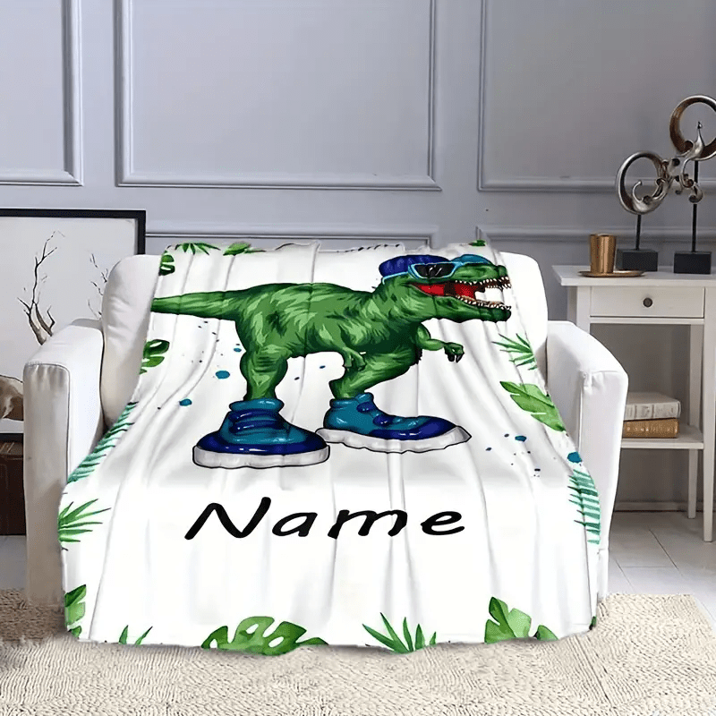 TEMU Couverture personnalisable 1pc Créative Vert Imprimée, un cadeau de Noël pour fils et petit-fils, Flanelle légère pour canapé, lit, voyage,