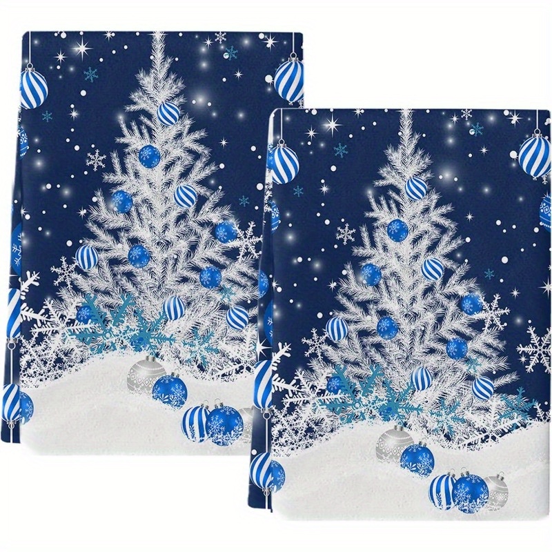 

2-pack 18x26 Inches, Contemporary Cartoon Christmas Kitchen Towels, Polyester Quick-dry Dish Cloths, Super Towels With , , Snowflakes, For Home Kitchen Use