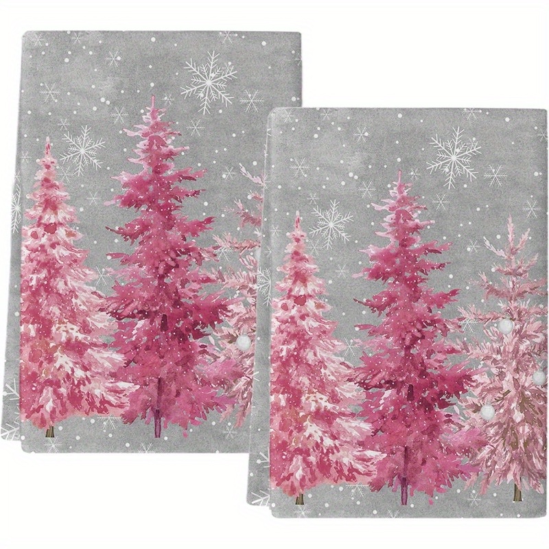 

Winter Wonderland, Merry Christmas 2pcs Kitchen Towel Set - Super Soft, Quick-dry Polyester With & Snowflakes Design, Drying Hands & Dishes