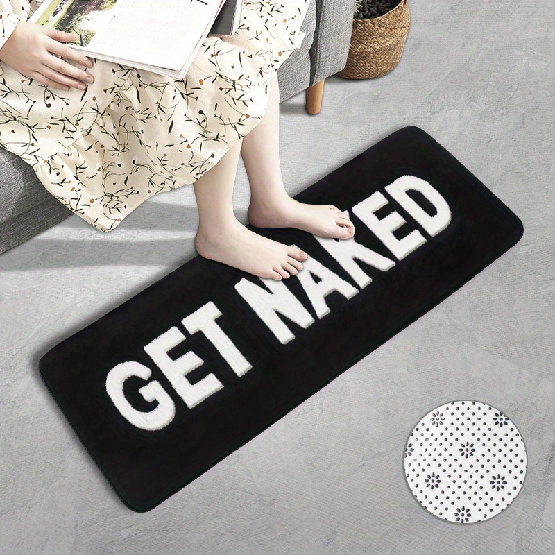 microfiber bath mat with anti slip backing   polyester machine washable plush get naked design ideal for bathroom bedroom living room kitchen and door entrance details 9