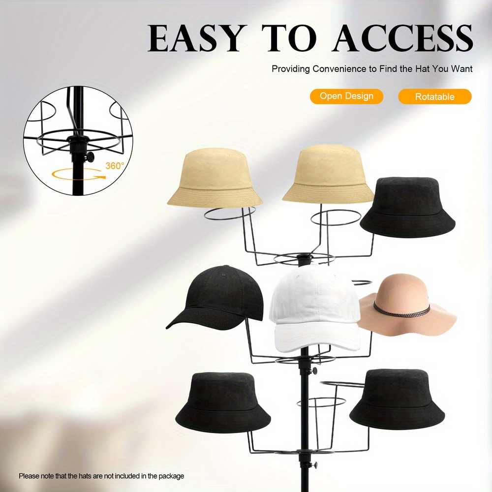 TEMU Cncest 7-layer Black 35 Hat Display Rack With Movable Hangers For Homes, Shops, Clothing Stores, And Hotels