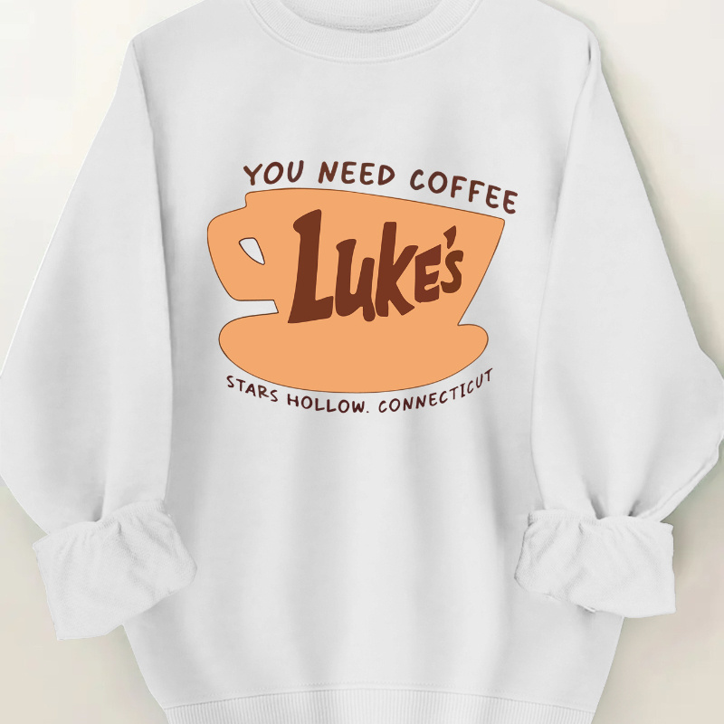 

Women's Casual Crew Neck Sweatshirt With Geometric Coffee , 100% Polyester Knit Fabric, , 250gsm - Stars Hollow,