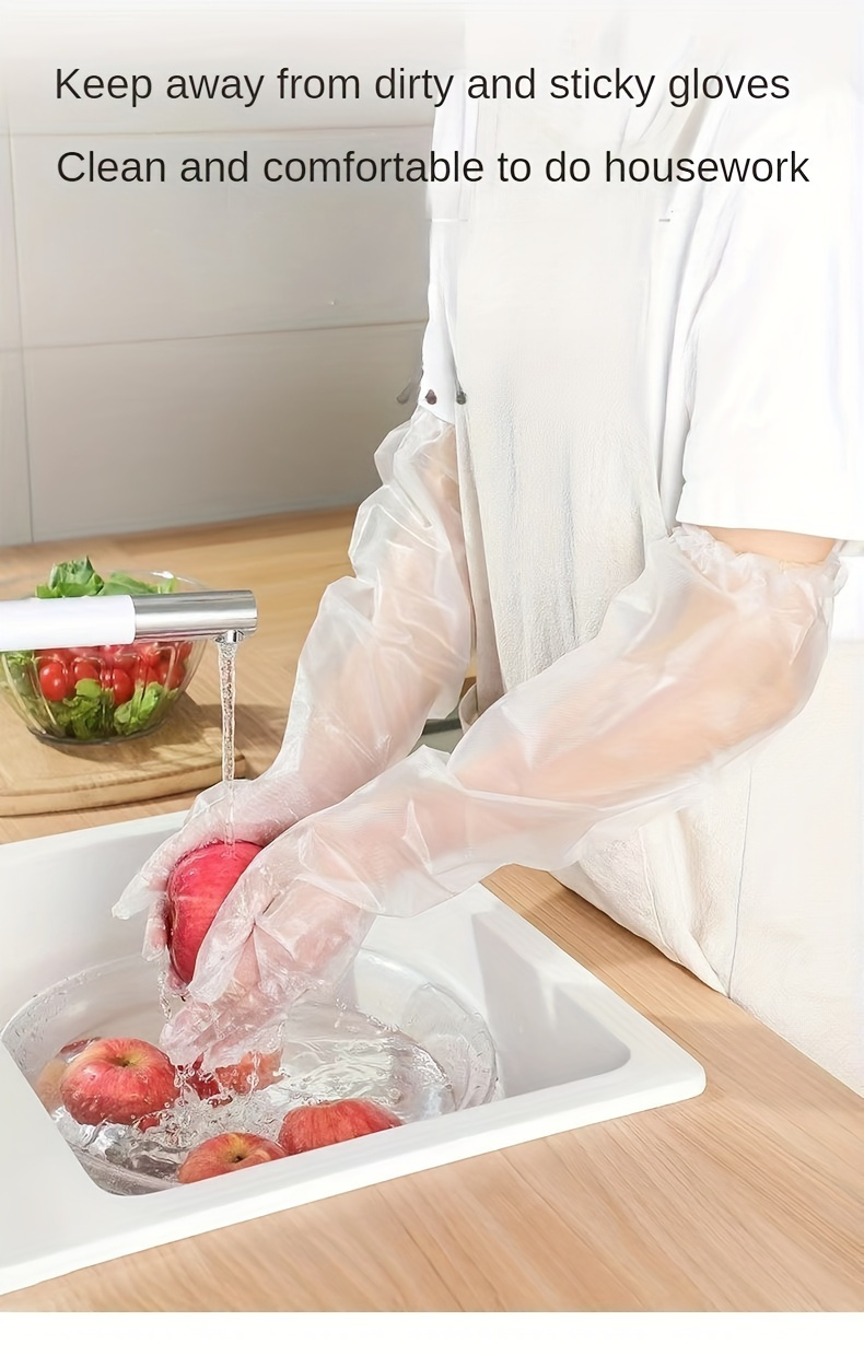 pack of 20 extra long kitchen cleaning gloves waterproof and oil resistant   and comfortable plastic gloves suitable for dishwashing cleaning and gardening reusable with   materials details 0