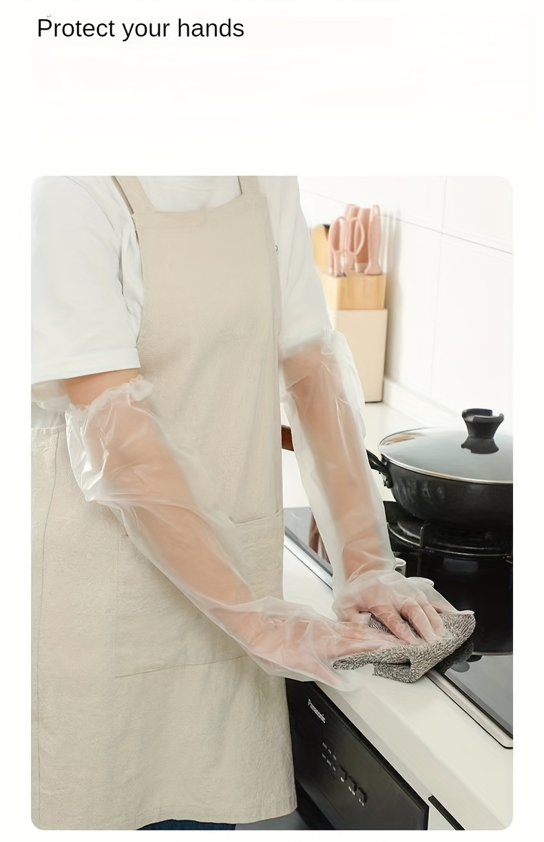 pack of 20 extra long kitchen cleaning gloves waterproof and oil resistant   and comfortable plastic gloves suitable for dishwashing cleaning and gardening reusable with   materials details 2