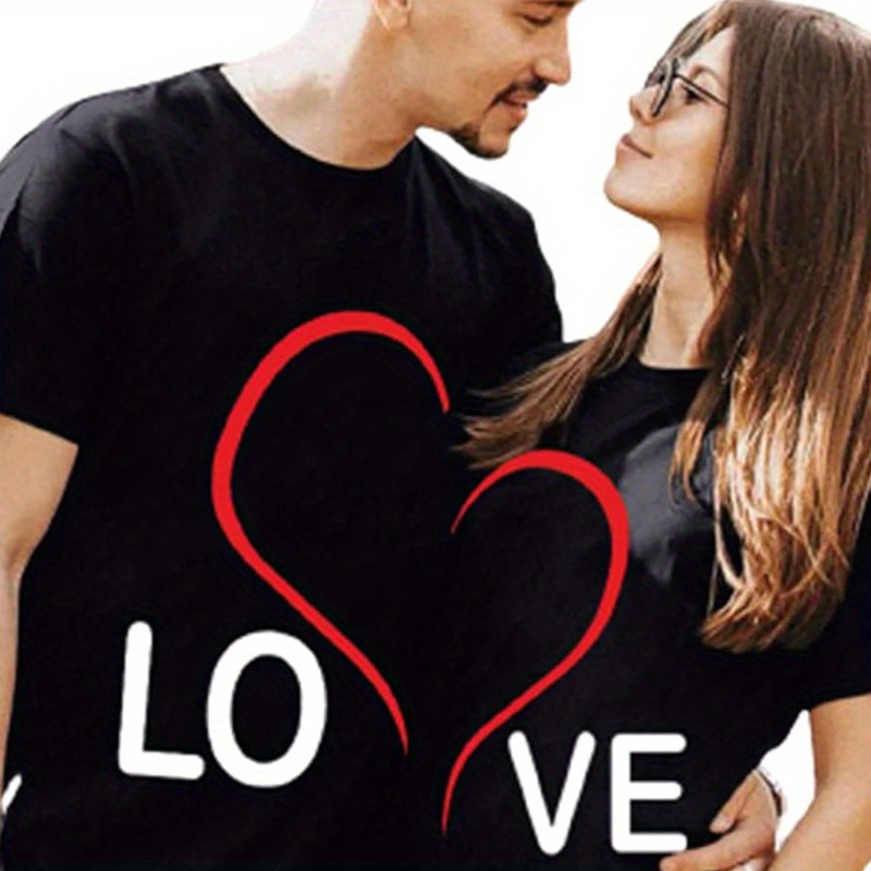 

Couples Matching Shirts For Men Women Lo Ve Print Valentine's Day Short Sleeve Couple T-shirt Blouse Tops Casual For Boyfriend Girlfriend T-shirts For Boyfriend Girlfriend Couple Gifts