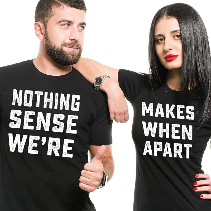 

' When Apart' Matching Tees - Casual Cotton Short-sleeve Tops For Couples - Perfect Boyfriend, Girlfriend, Husband, Wife Gift - Machine Washable