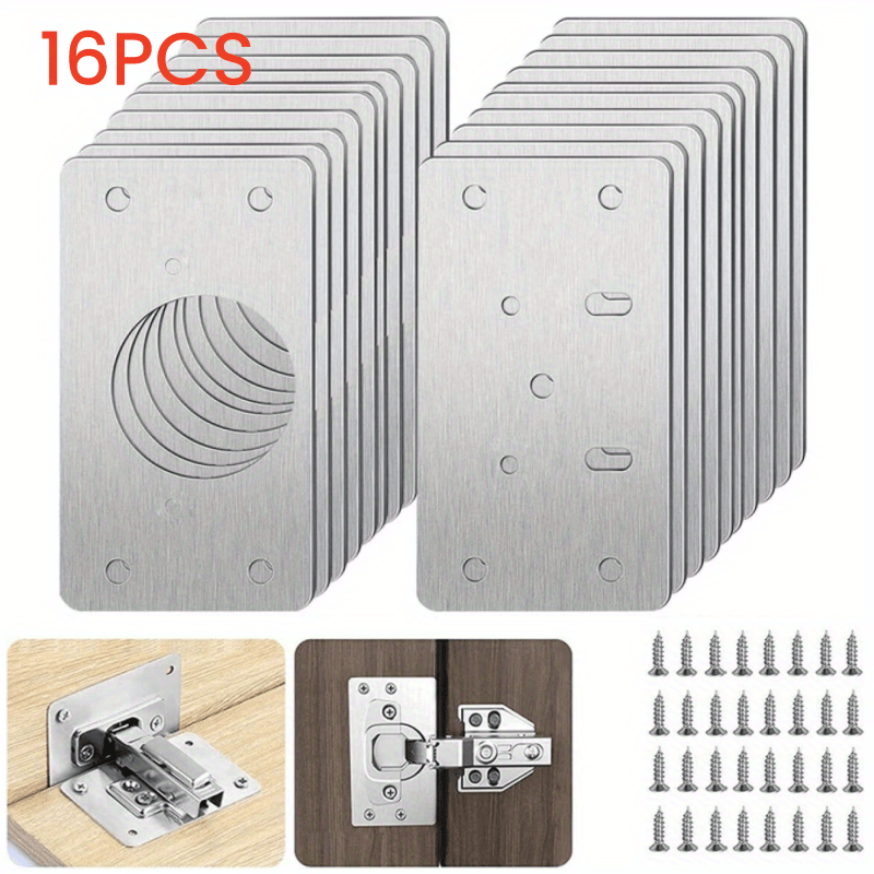 

16pcs Stainless Steel Door Repair Kit With Screws - Furniture, Cabinets & Kitchen Doors