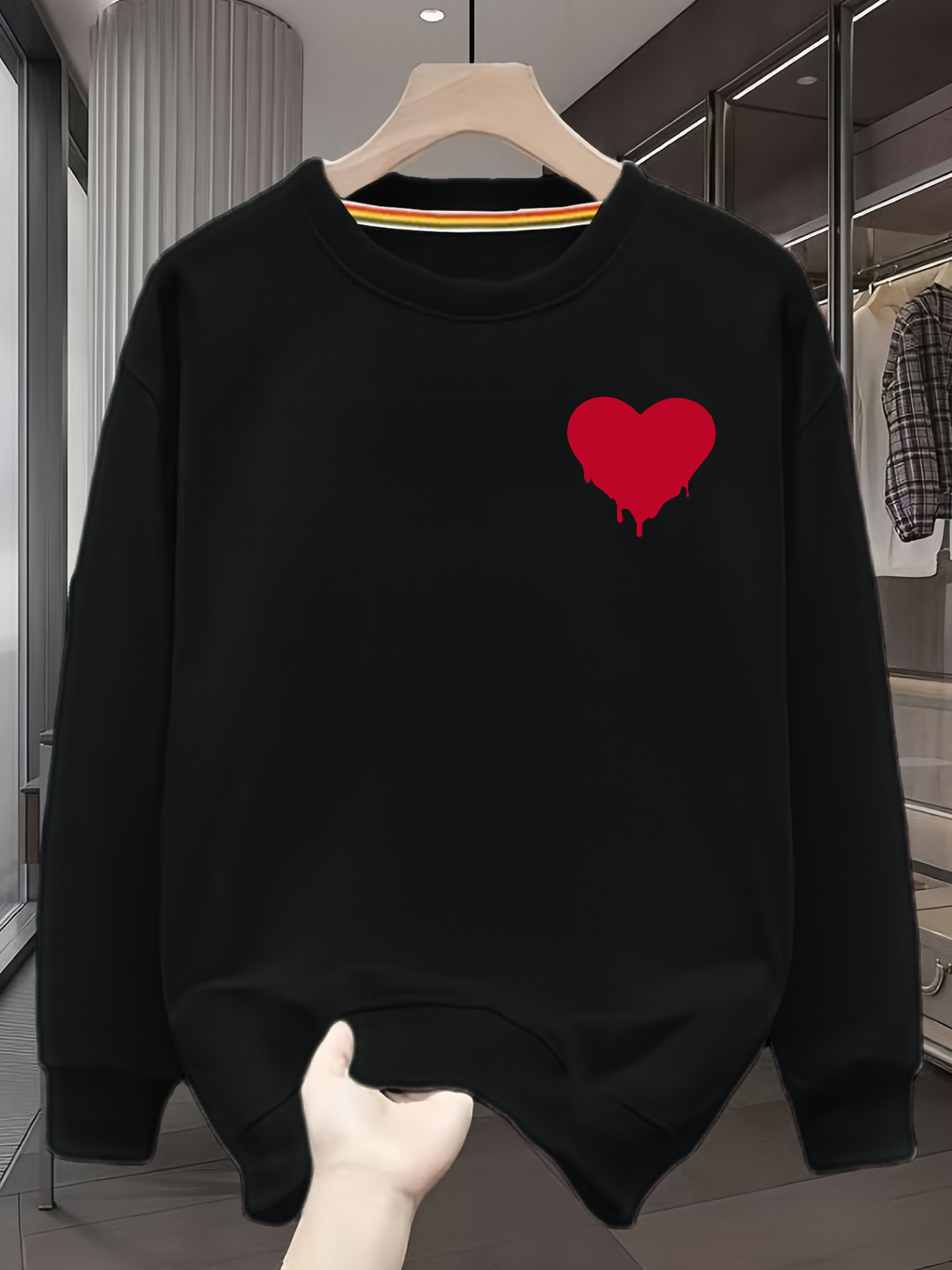 【新品・未使用】thevirgins lame heart logo sweat heart sweat shirt sold on Temu United States