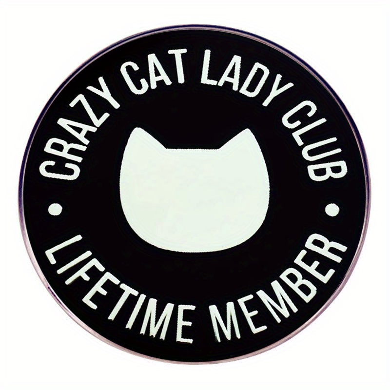 TEMU Lady Enamel Pin, Cartoon Cat Metal Alloy Brooch With Christmas Lettering, Round Badge For Backpacks - 1pc, English, Badge Suitable For Men And Women.