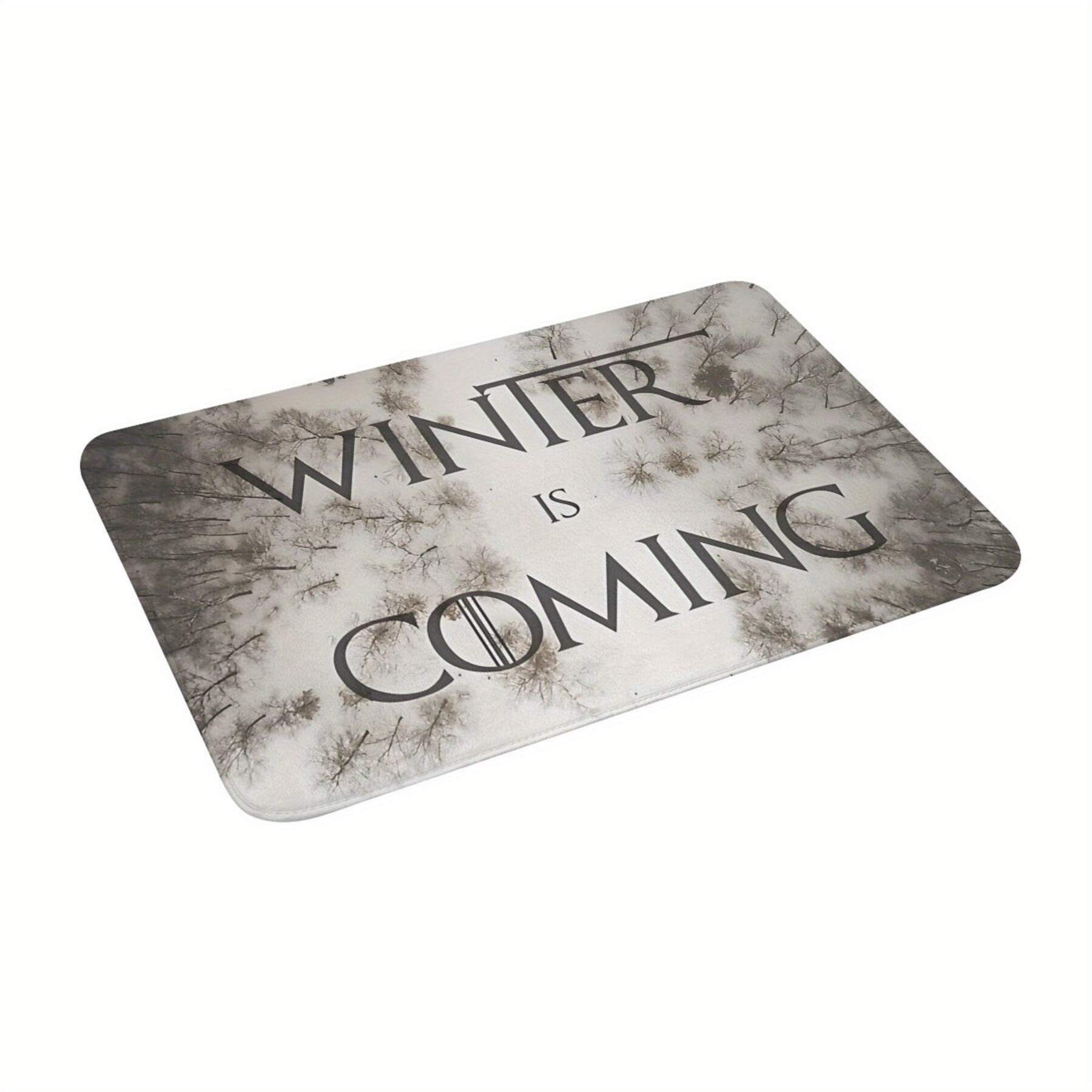 

1pcs Winter Is Flannel Doormat - Non-slip Polyester Entrance Rug, Machine Washable, Lightweight, Rectangular Home Decor Carpet For Christmas