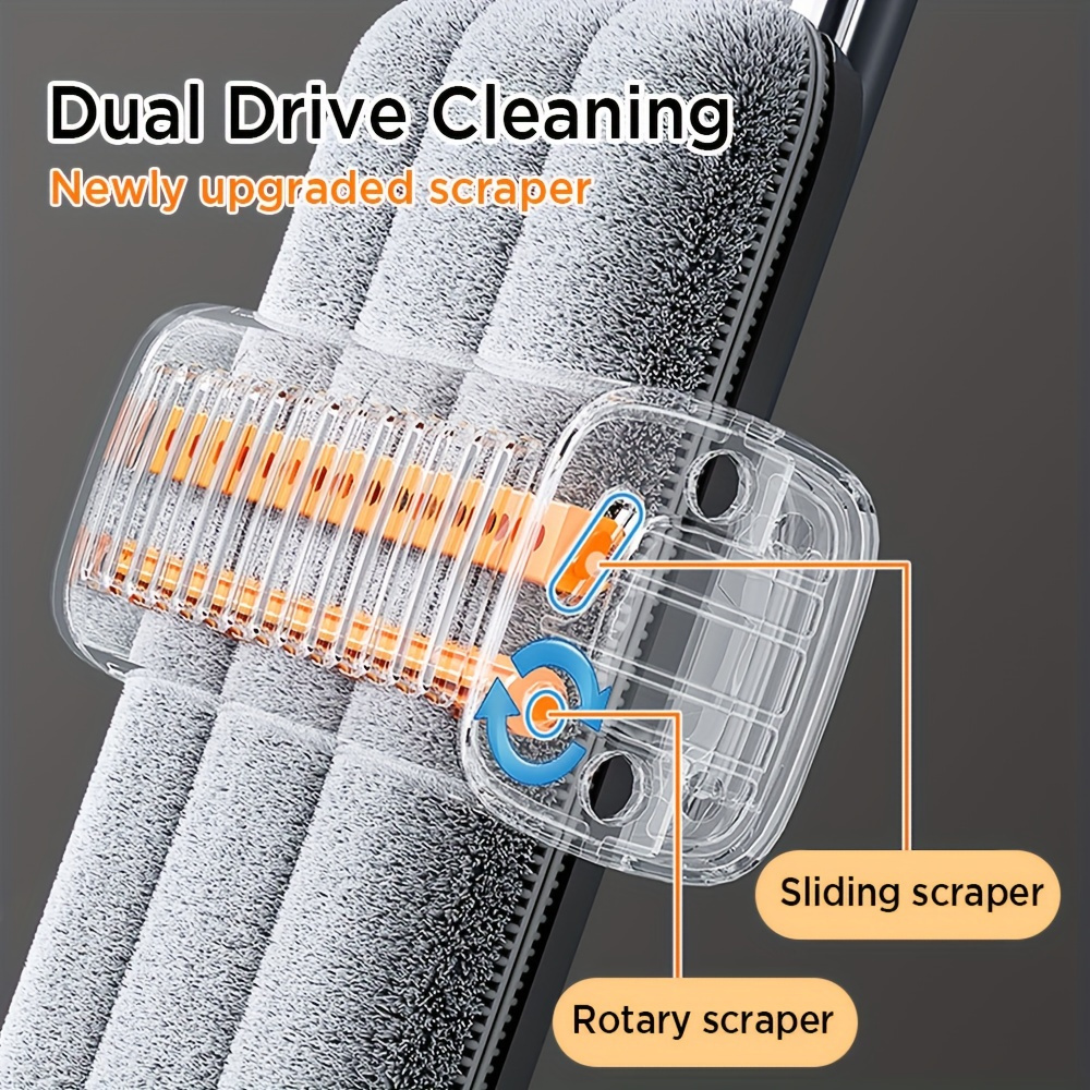 easy clean self wringing flat mop set with 360 rotation hands free microfiber pads for effortless cleaning in living room bedroom bathroom kitchen washing details 2