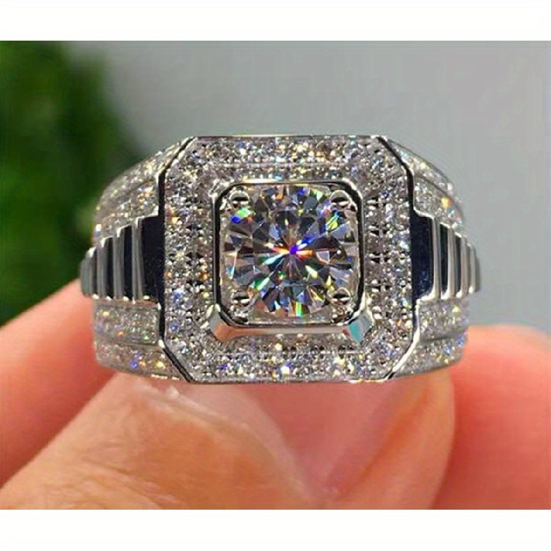 

European And American Christmas Fashion Hot Selling Personalized, Simple, Luxurious, , Micro Inlaid Zircon Men's Ring Wholesale