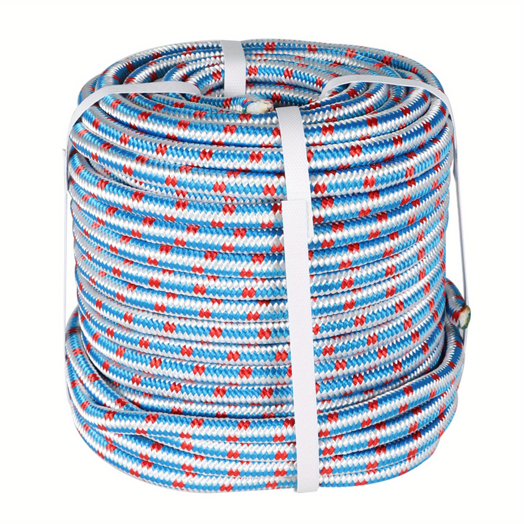 TEMU Wflnhb 16 Strand 1/ 2 Inch Ft Double Braid Polyester Bull Rope, High Strength Tree Rope, Pulling Rope For Lifting, Traction, Binding, Fixing And Decoration, -blue