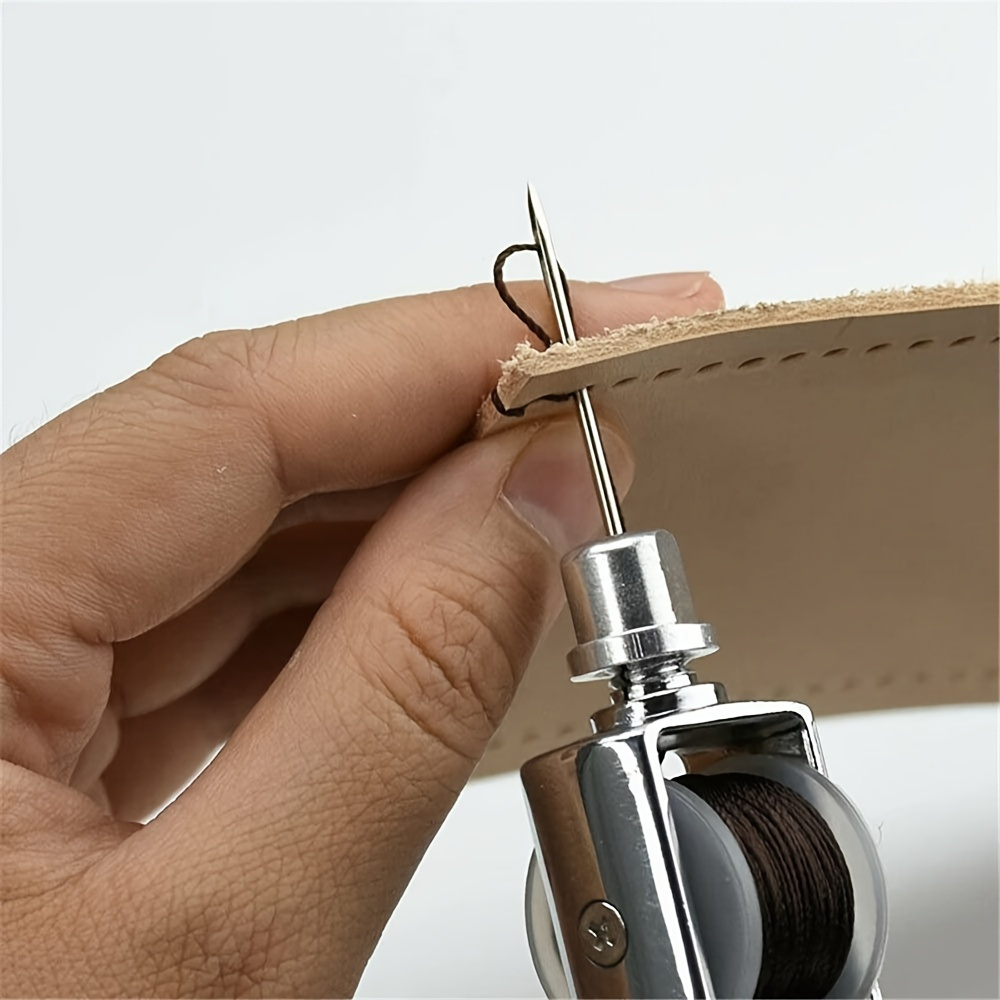 

Leather Sewing Awl Kit With Needle - Metal Hand For Diy Crafts & Repairs, Quick Sewing Machine Tool Set