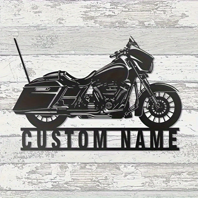 

Contemporary Metal Art Decor - Personalized Motorcycle Enthusiast Name - Rustic - Universal For - No Or