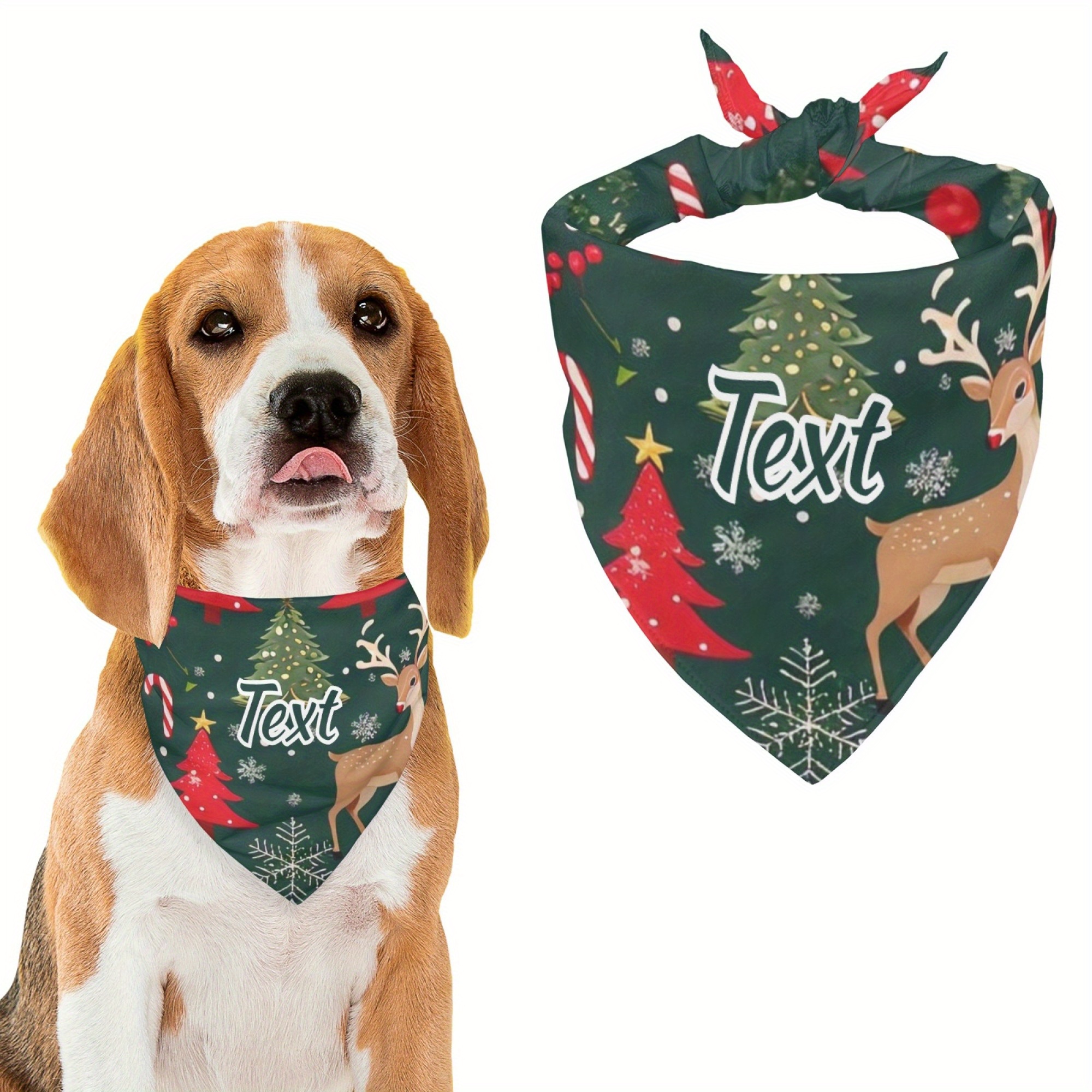 

Customized Pet Scarf, Christmas Dog Saliva Towel, Novelty Pattern Christmas Deer Funny Dog Scarf, Holiday Supplies, Christmas Scarf For Dogs