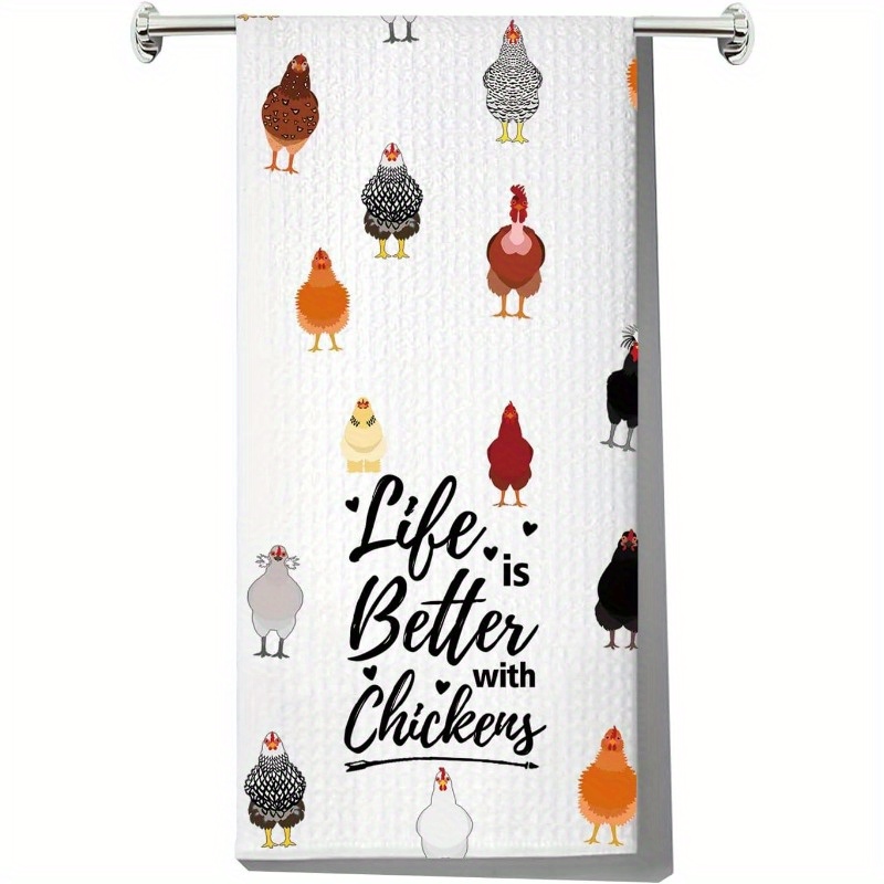 

1pc Set, Towel Chicken Napkin Chicken Mother Gift Chicken Rooster Kitchen Towel, 18x26inches