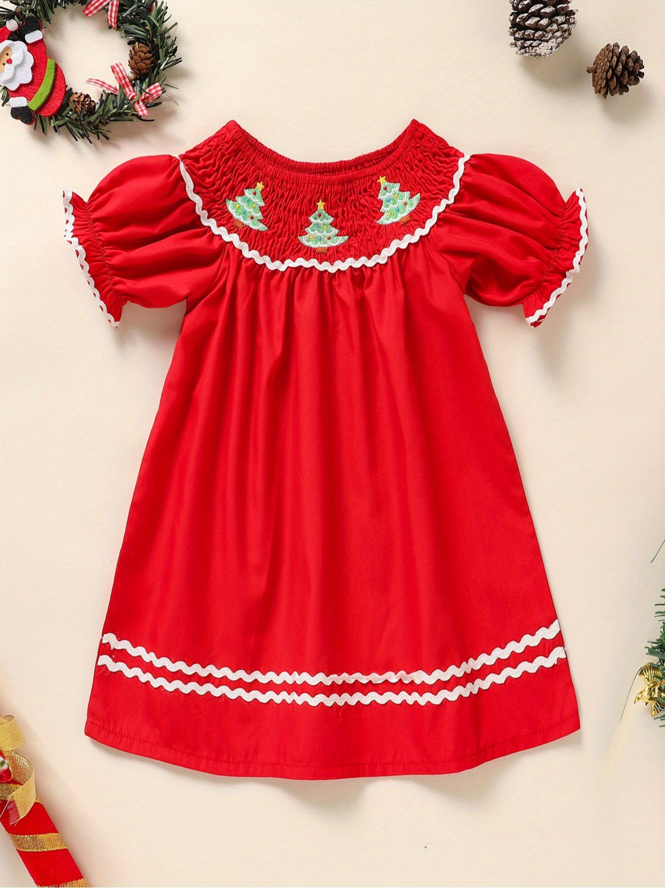 white christmas dresses Baby/Kids/Toddler Girls Christmas Plaid Dress for Xmas Party 4-5Y main image 1