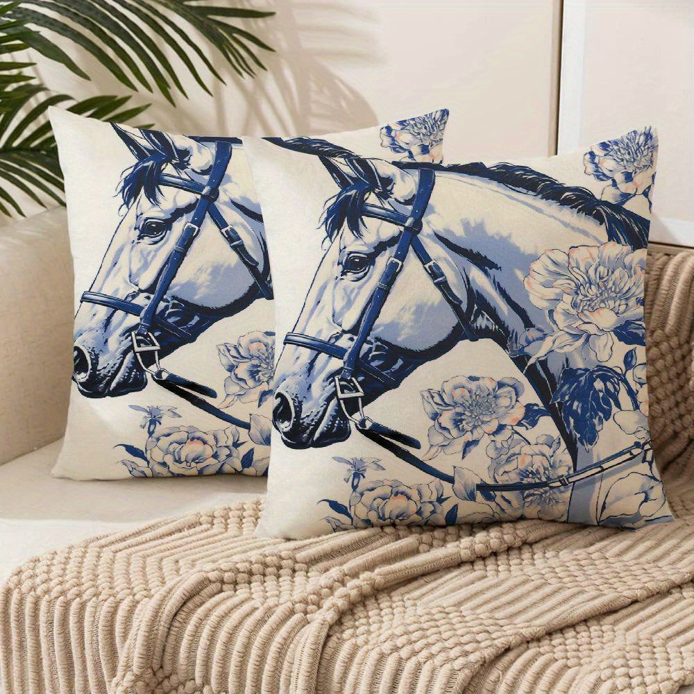 

Chinoiserie Blue And Pillow Covers - Traditional Style, Machine Washable, Zipper Closure, And Cowgirl Gifts