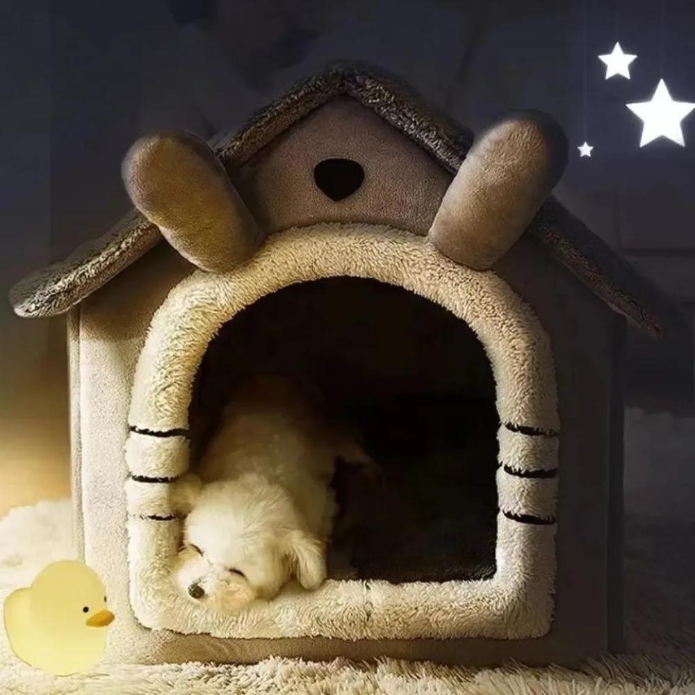 

Cozy Pet House For Cats & Small Dogs - Washable Polyester Nest With Plush Bedding, Cat Nest Bed