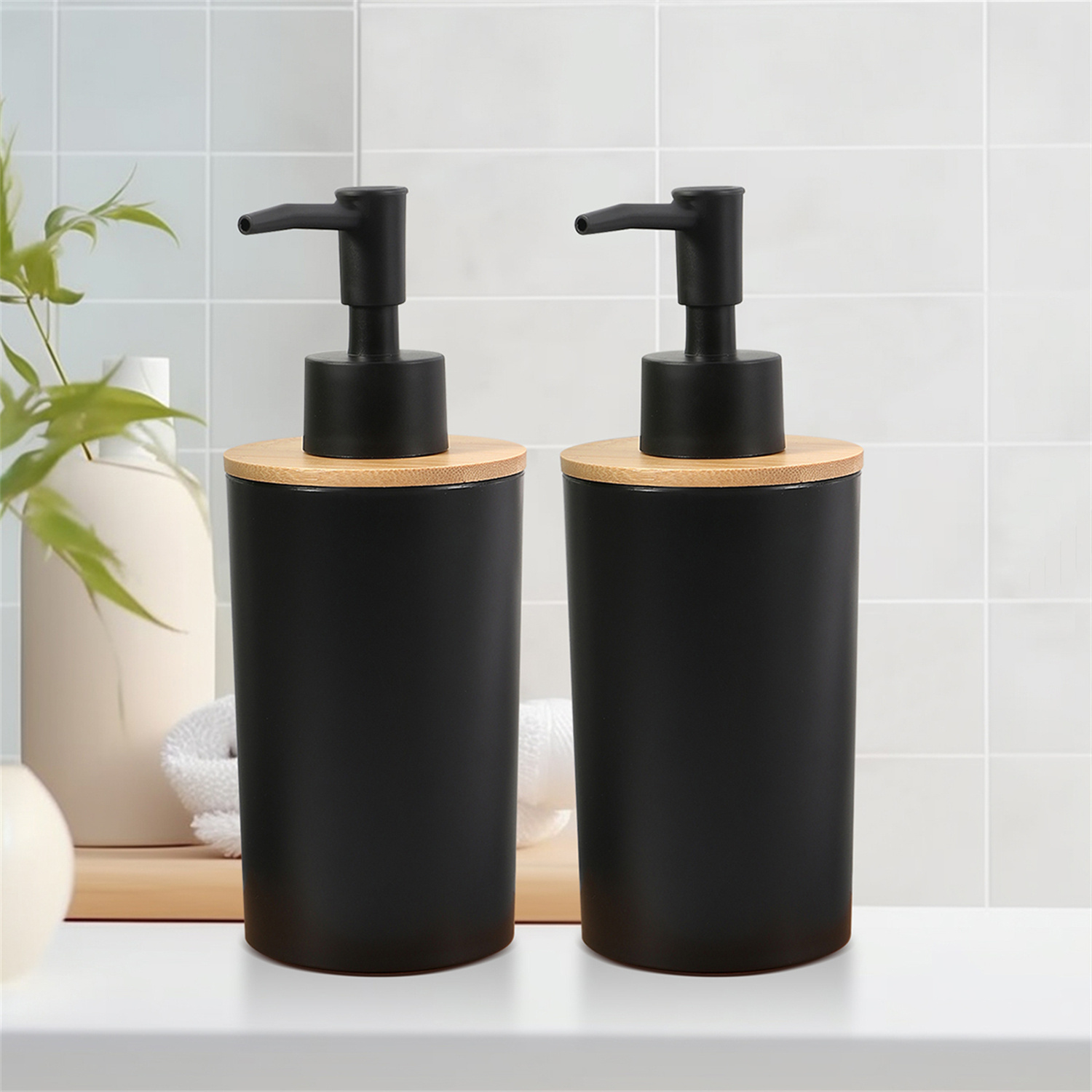 2pcs Black Lid Dispenser Bottles, Soap Dispenser, Hand Container