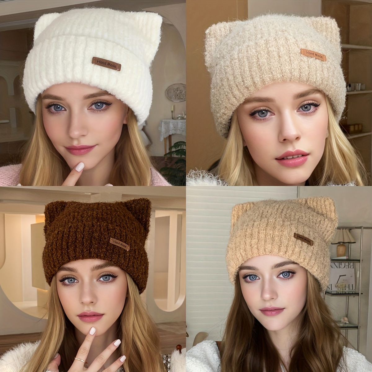 

1pc - Women's Knitted Accessories For - Thickened Hat For