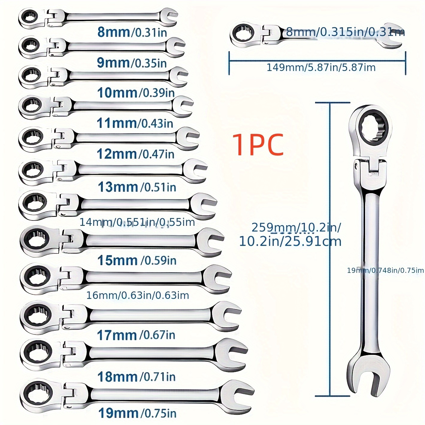 

Steel Set, 6-19mm Combination , Double-ended Tool For Car, , , - 1pc