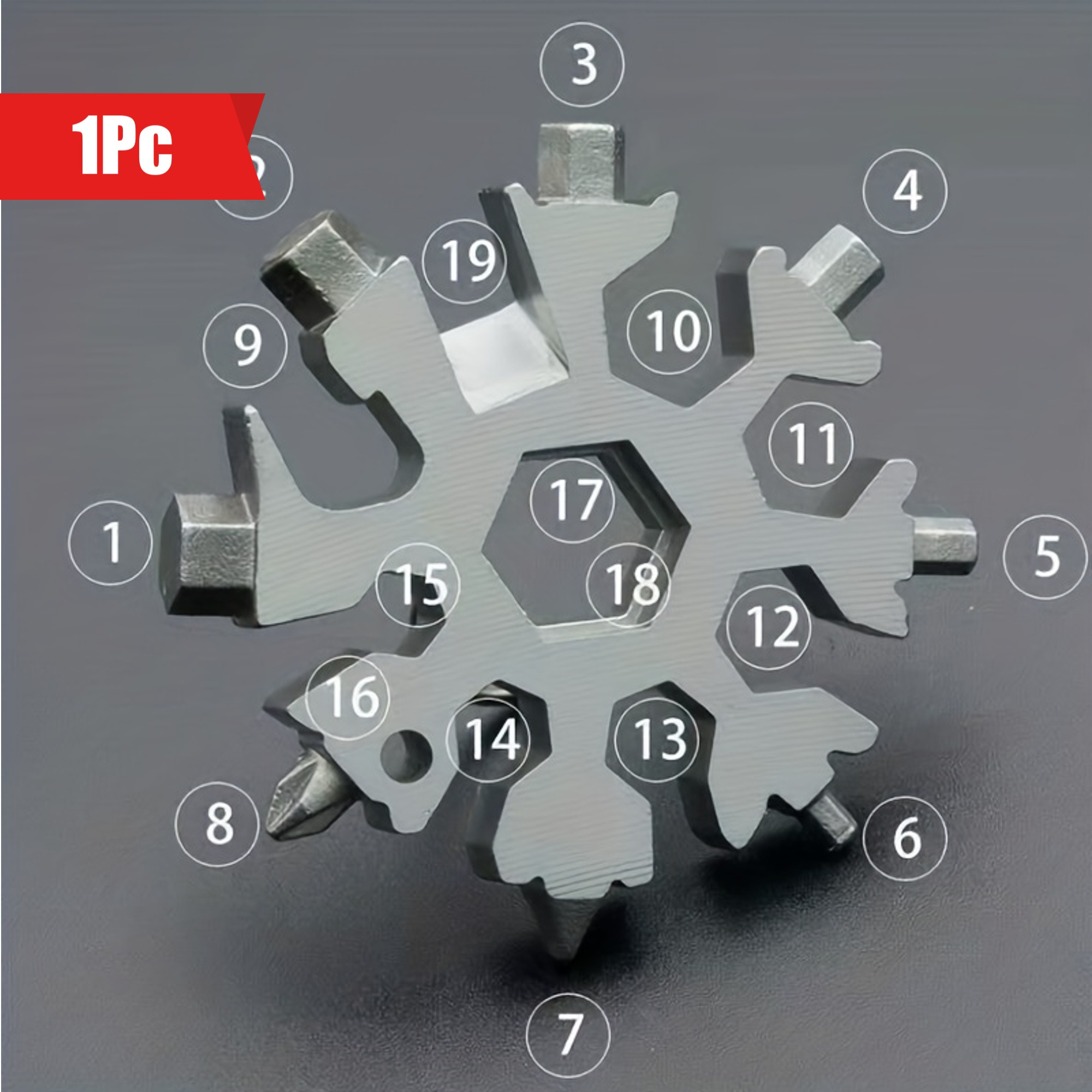 thumbnail interactive-video image 1 of TIKA 18-in-1 Snowflake Multi-Tool – Stainless Steel Keychain Screwdriver Set – Portable EDC 1 of 2