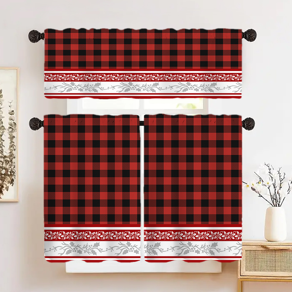

1pc/1 Pair Red Christmas Curtains - Rod Pocket Polyester Drapes For Living Room, Bedroom, Kitchen & More - Decor
