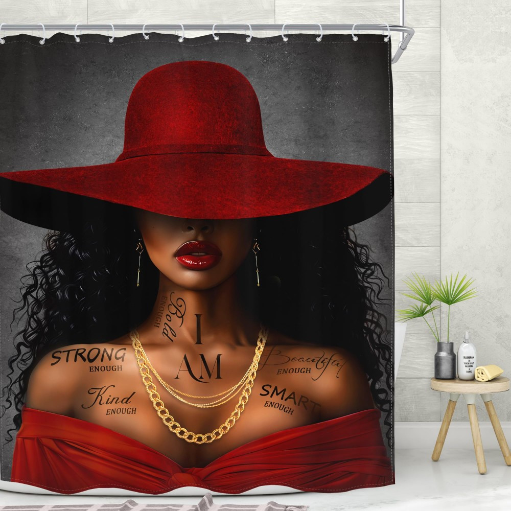 

Red Shower Curtain - Polyester, Install Included,