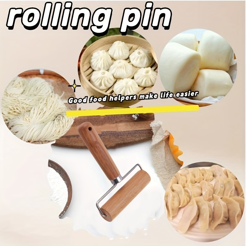 1pc Premium Beech Wood Rolling Pin - Durable Dough Roller for Baking, Pizza, Pies and Pastries - Essential Kitchen Gadget
