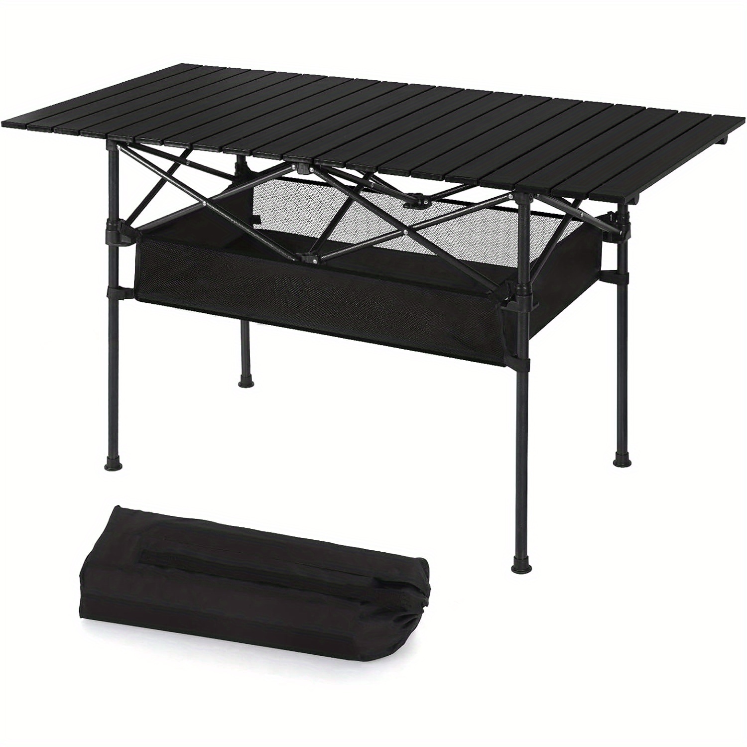 

Camping Table Foldable Lightweight Inch Long Steel Picnic Table Portable Roll Up With Large Storage Organizer For Indoor Outdoor Camping Bbq Easy To Carry