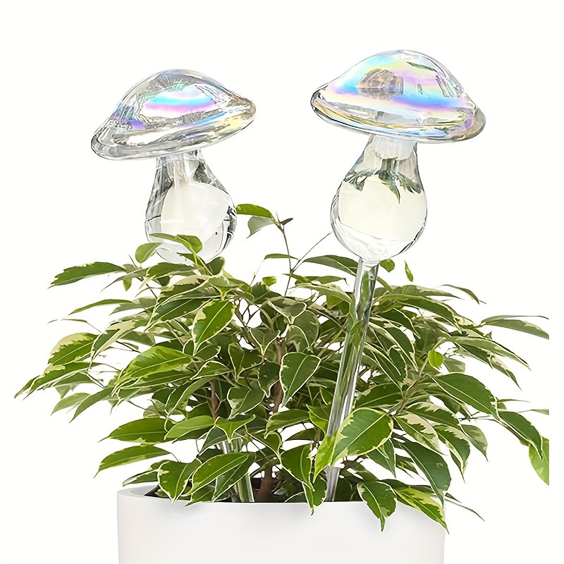 

2pcs Rainbow Mushroom Automatic Plant Watering System - No Power Needed, For Indoor & Outdoor Plants