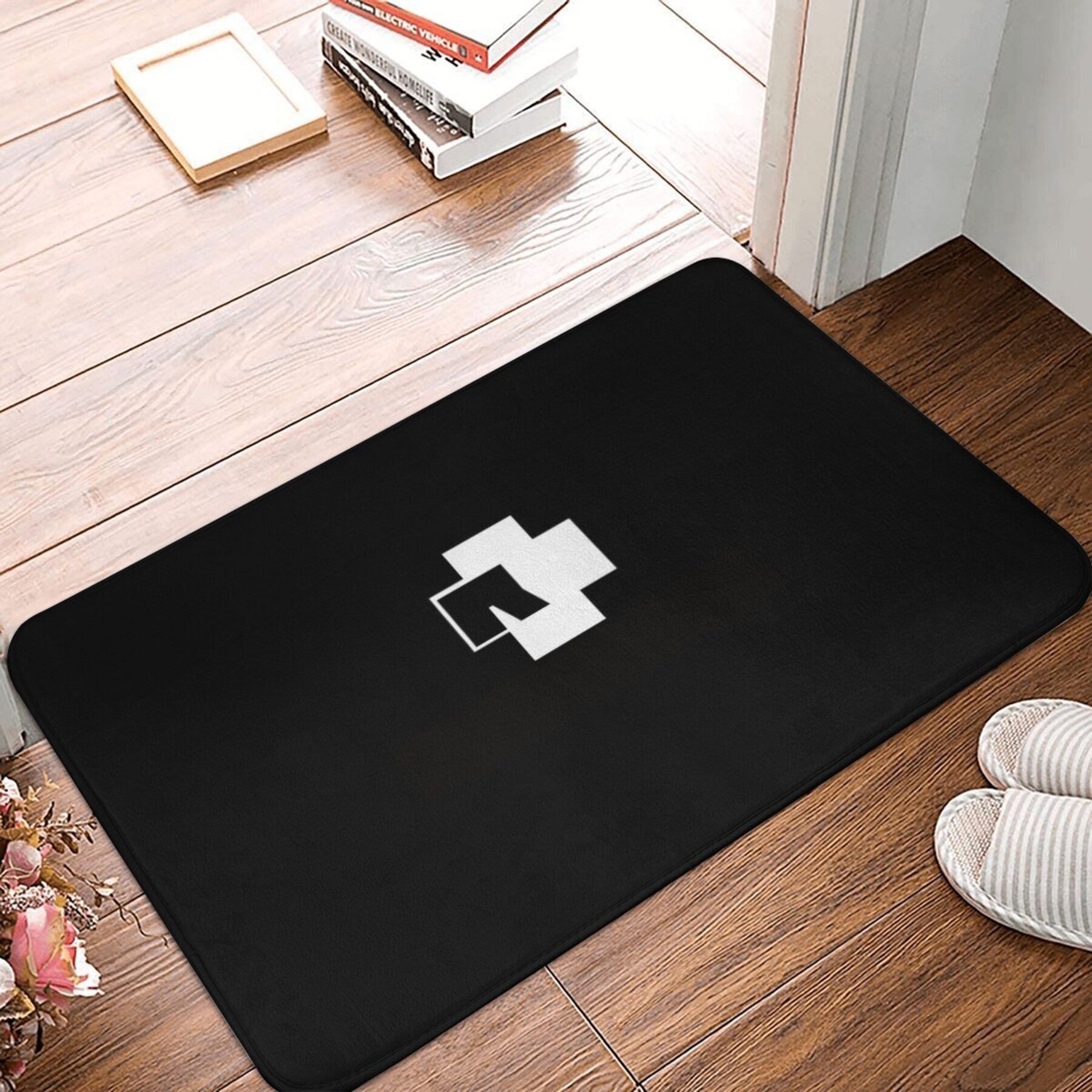 

-inspired Anti-slip Doormat - Music Fans, Lightweight Polyester, Machine Washable, Ideal For Living Room & Balcony Decor