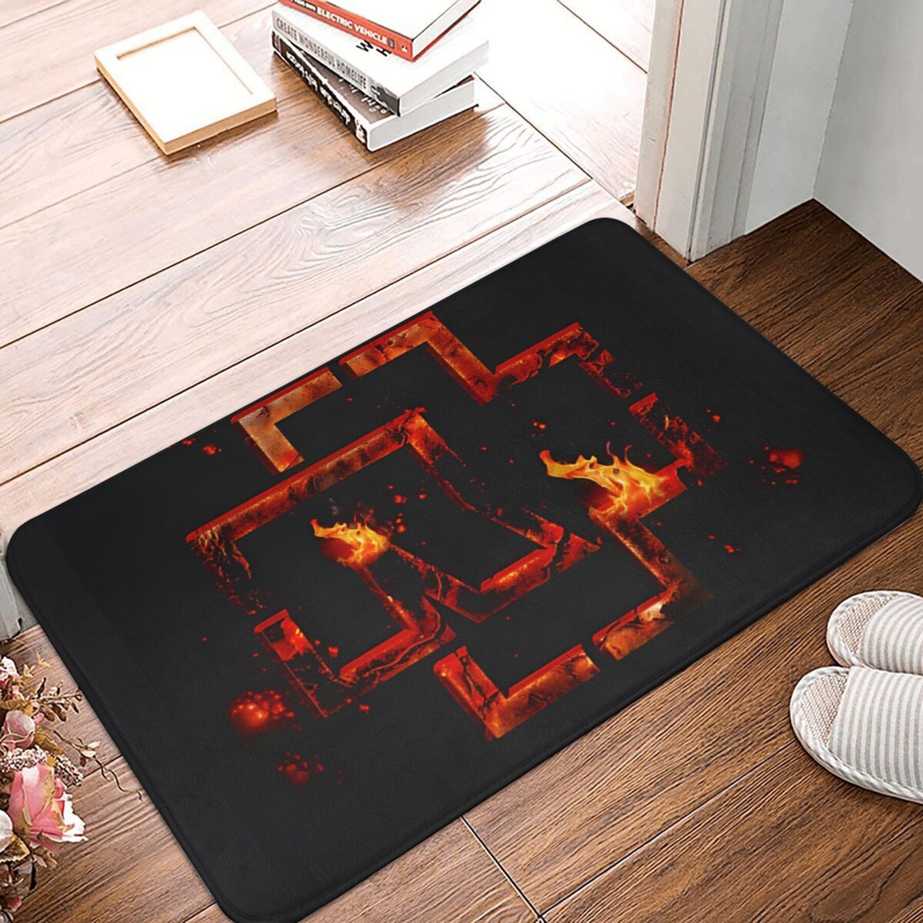 

1pc Jit Ramming Stone Doormat, Rectangular Polyester Bath Mat, Lightweight Machine-made Home Decor, Machine Washable, For Entryway, Kitchen, Balcony, Bathroom