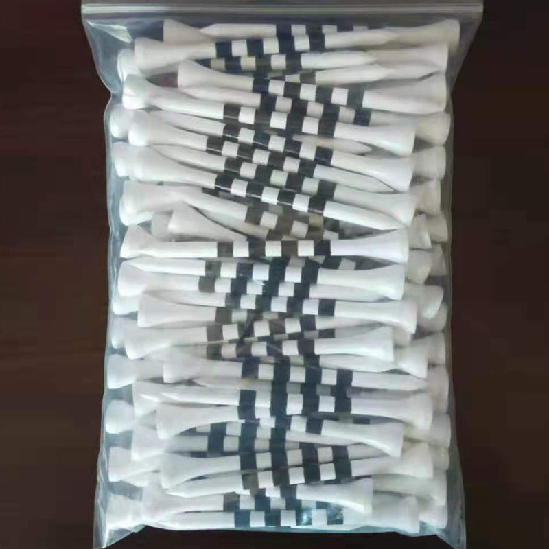 20pcs Black And White Golf Bamboo Tees - 7cm/2.74 Inches - Durable And Flexible - Ideal For Golf Courses